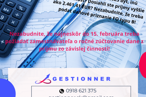 Daňové priznanie k dani z príjmov fyz. osoby typu B